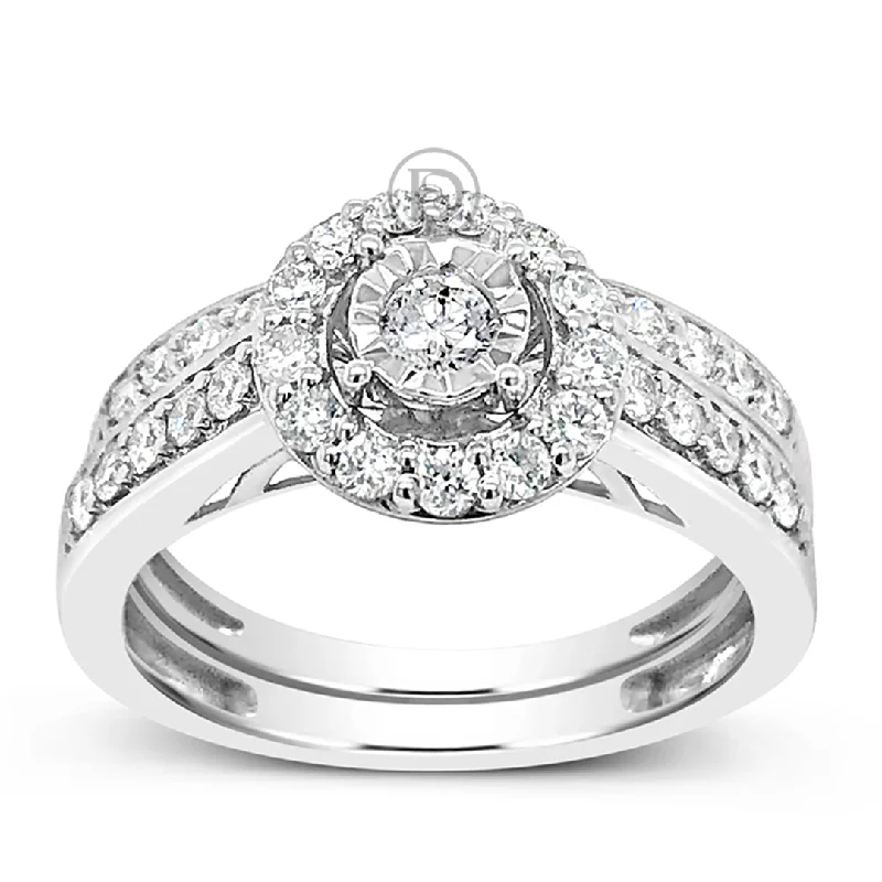 Women’s engagement rings with diamond accents-Diamond Engagement Ring .75 CTW 14K White Gold Bridal Set