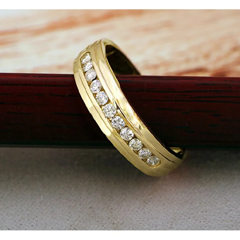 Women’s affordable engagement rings-De Couer 10k Yellow Gold 1/2ct TDW Diamond Men's Wedding Band