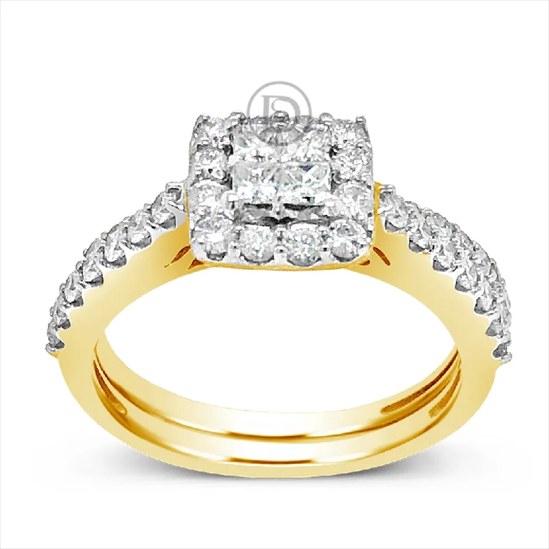 Women’s moissanite engagement rings-Diamond Engagement Ring 1 CTW 14K Yellow Gold Bridal Set