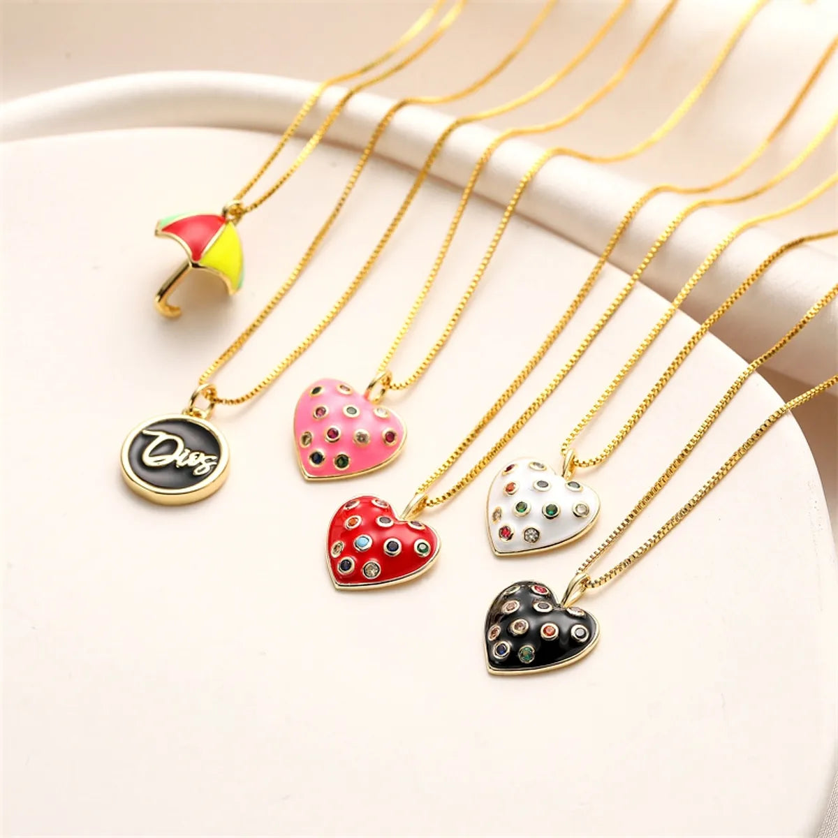 Women’s bridal pendant necklaces-Ig Style Simple Style Heart Shape Copper Gold Plated Zircon Pendant Necklace In Bulk