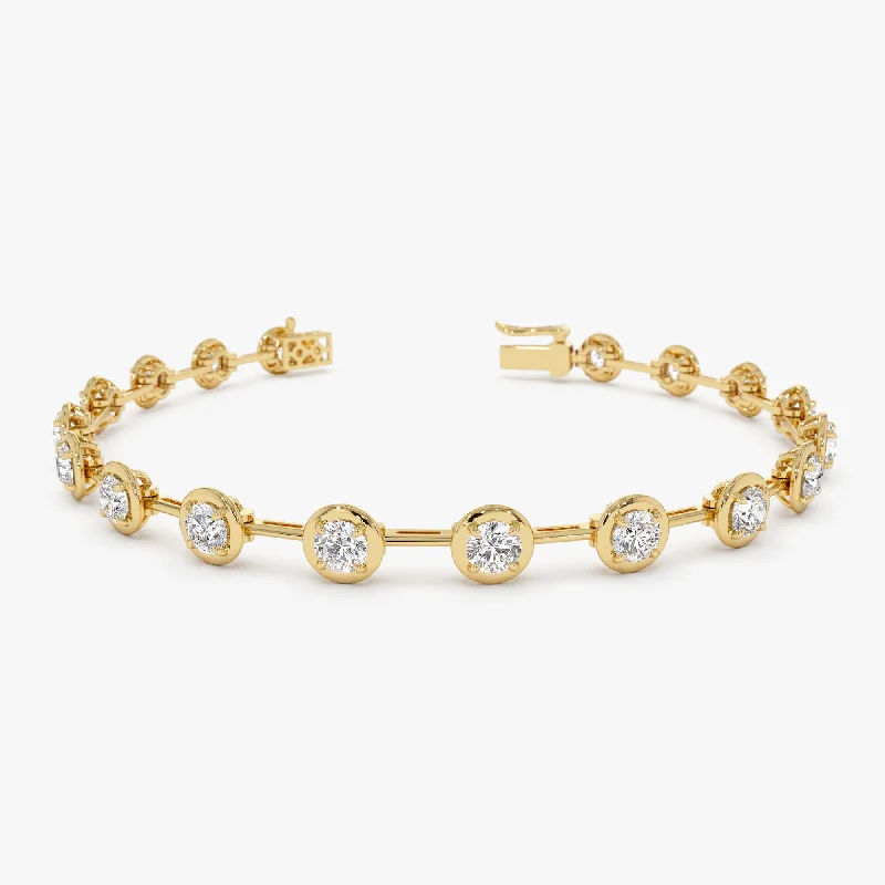 Women’s engraved gold bracelets-Women’s engraved gold bracelets-3.60 ctw 14k Round Lab Grown Diamond Bar Bracelet - Larissa