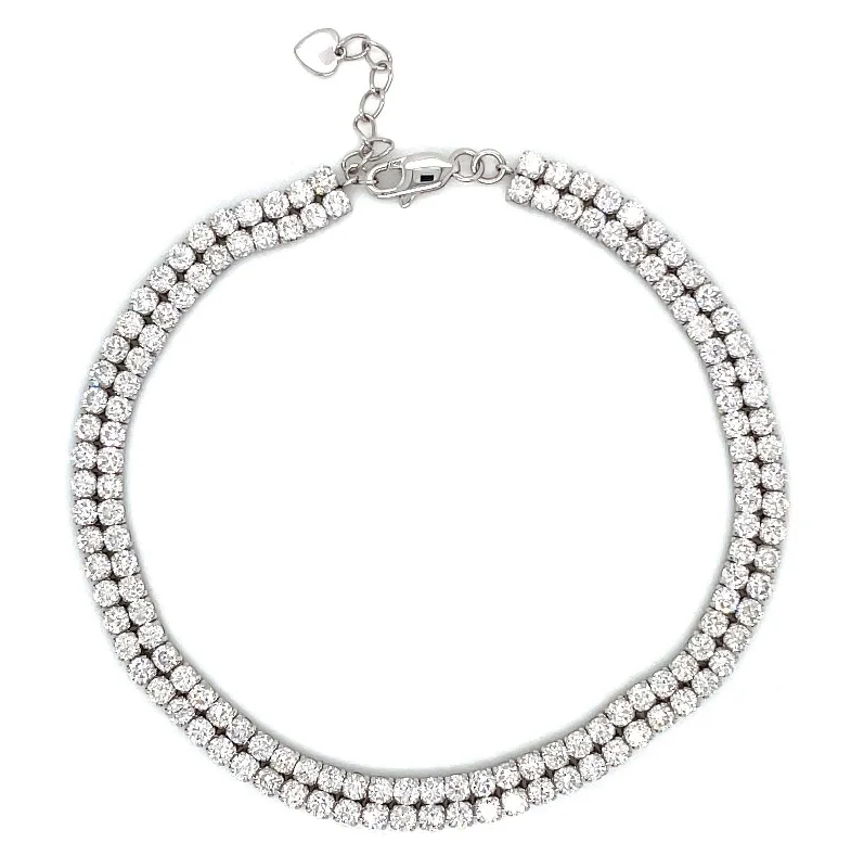 Women’s trendy bangles-"BRAC 10016" 6.17 CARAT ROUND DIAMOND TENNIS BRACELET IN 18K WHITE GOLD