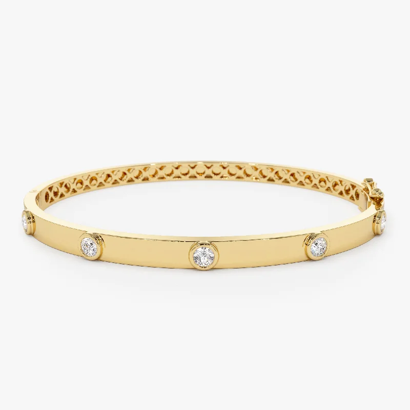 Women’s link bracelets-Women’s link bracelets-14K Gold 0.50Ct Round Diamond Bangle Bracelet