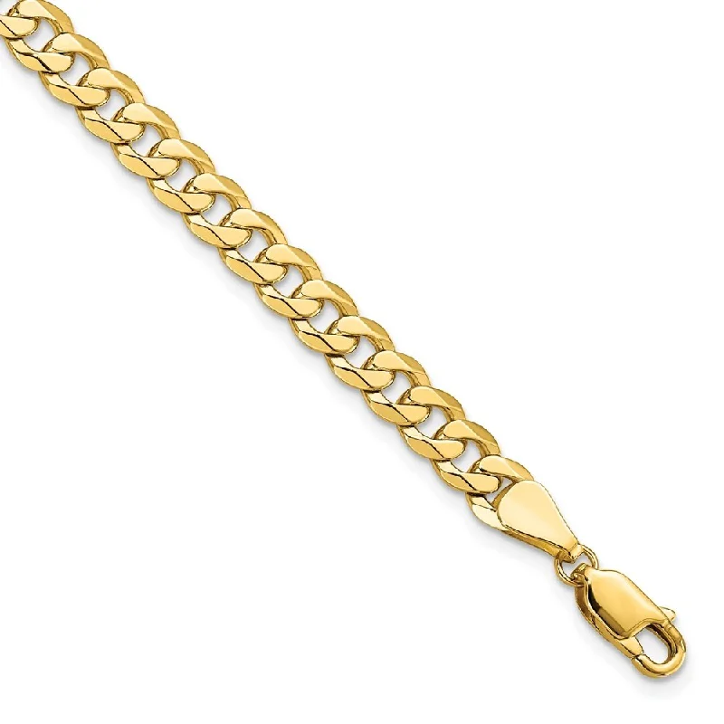 Women’s bold bracelets-14k Yellow Gold 5.75mm Flat Beveled Curb Chain Bracelet, 8"