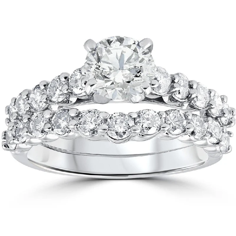 Women’s halo engagement rings-14k White Gold 2ct TDW Diamond Engagement Wedding Ring Set