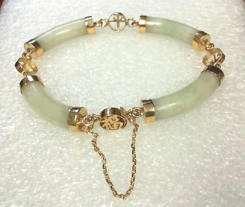 Women’s bangle bracelets-Women’s bangle bracelets-Gold Vintage Jade Bracelet Estate