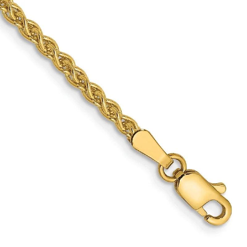 Women’s gemstone cuff bracelets-14k Yellow Gold 2mm Spiga Chain Bracelet, 7"