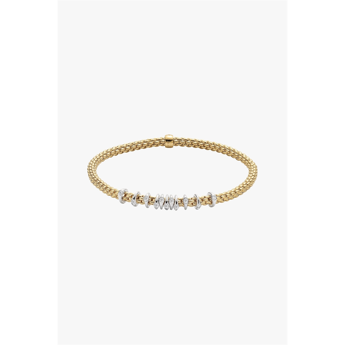 Women’s pearl bracelets-FOPE 18K Yellow Gold Prima Collection Diamond Bracelet, Medium Size