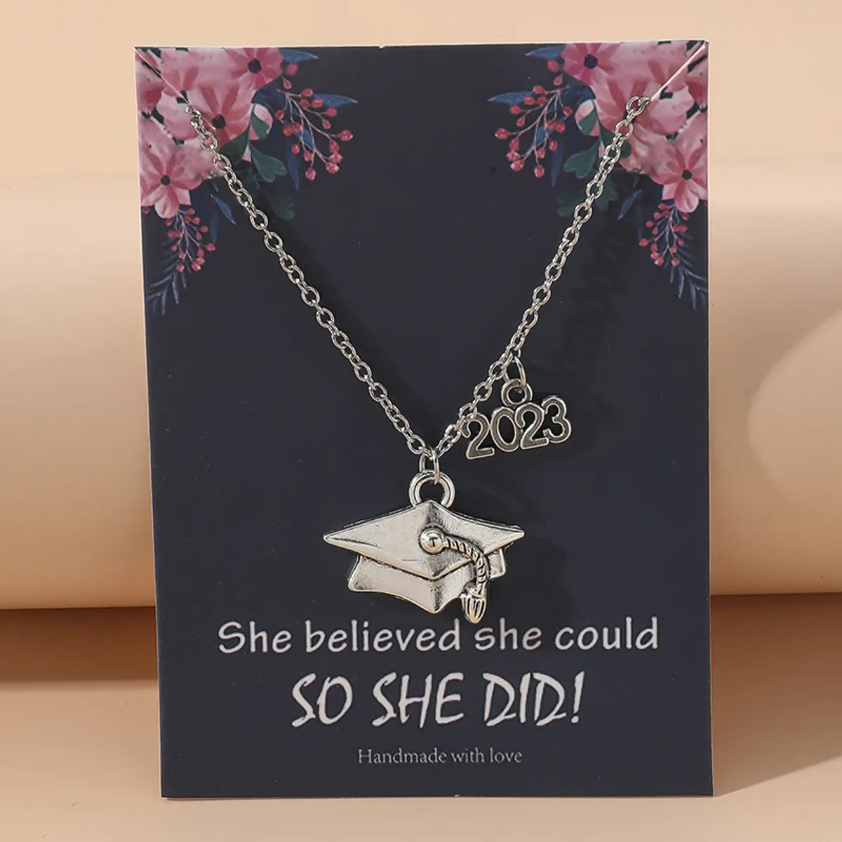 Women’s floral necklaces-Fashion Number Graduation Cap Alloy Unisex Pendant Necklace