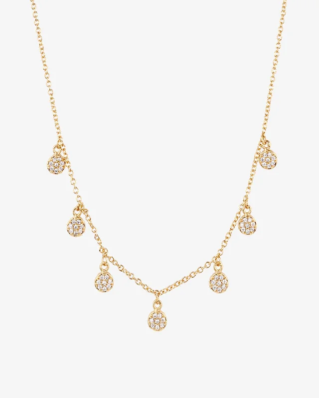 Women’s long necklaces-Multi Pavé Disc Drop Necklace