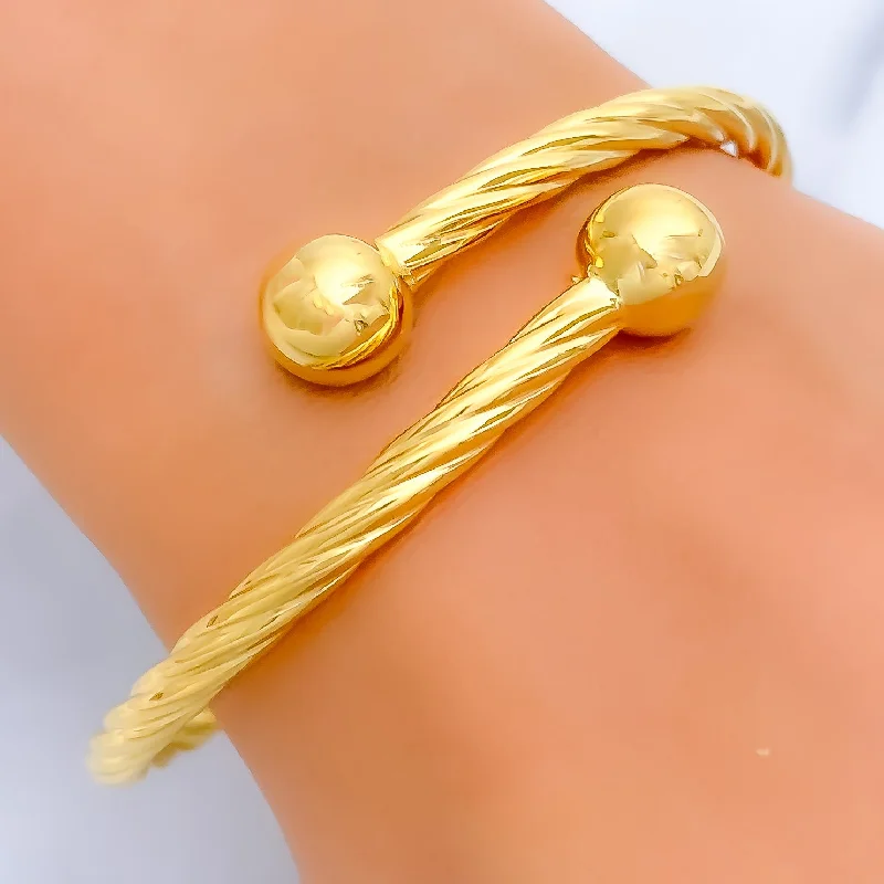 Women’s thin bracelets-Women’s thin bracelets-Magnificent Twisted 22K Gold Bangle Bracelet