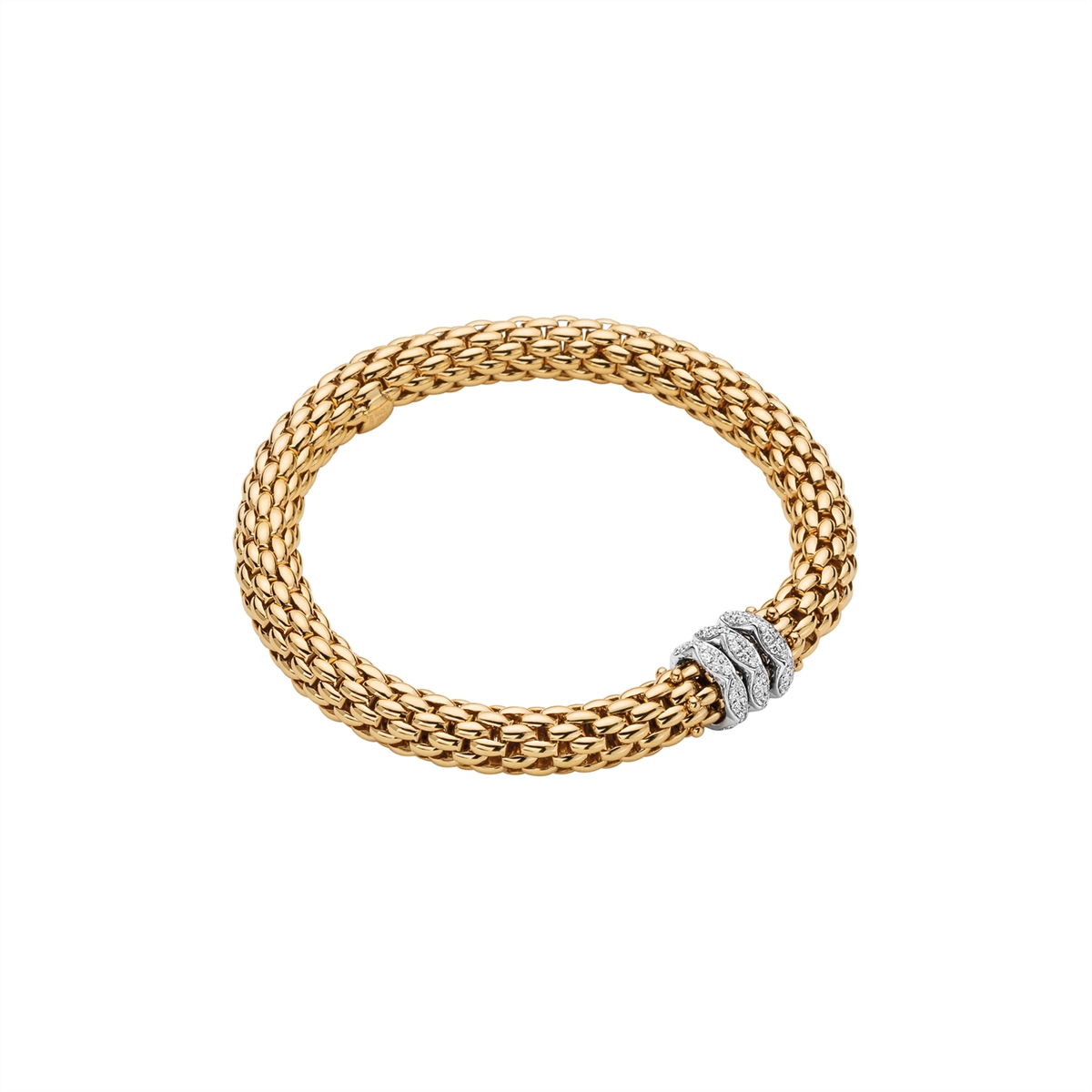 Women’s trendy bangles-FOPE 18K Yellow Gold Love Nest Diamond Bracelet, Medium Size