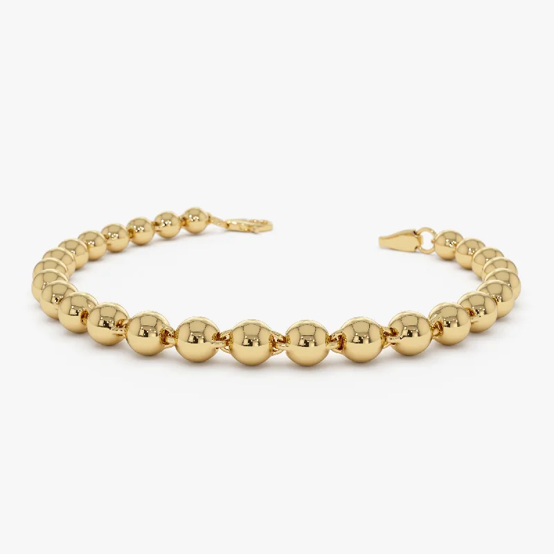 Women’s geometric bracelets-Women’s geometric bracelets-14K Gold 5 MM Bead Bracelet