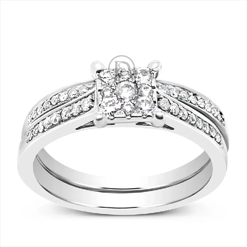 Women’s emerald cut engagement rings-Diamond Engagement Ring .30 CTW Round Cut 14K White Gold