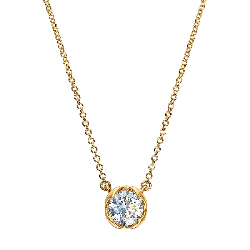 Women’s gemstone charm necklaces-J'evar Lotus Petals Solitaire Diamond Pendant Necklace