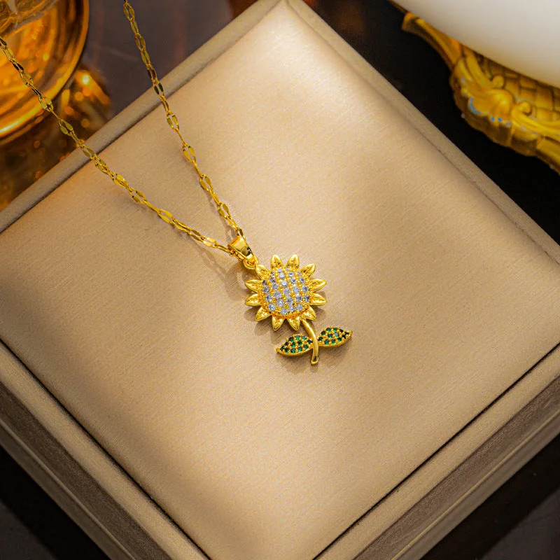 8911 Gold Sunflower Necklace