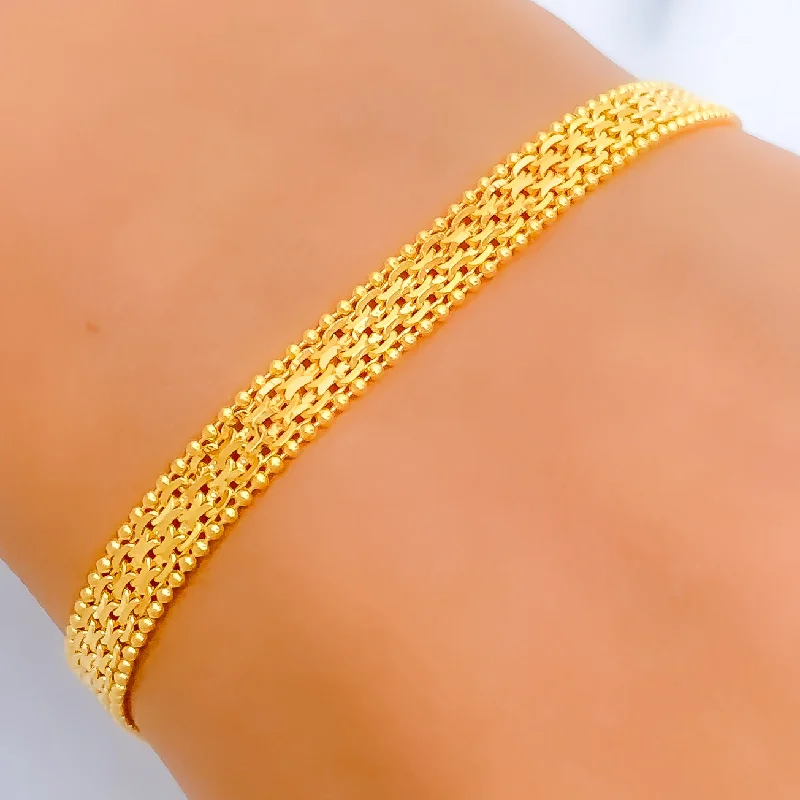 Women’s bangle bracelets-Women’s bangle bracelets-Evergreen 22k Gold Flat Chain Bracelet