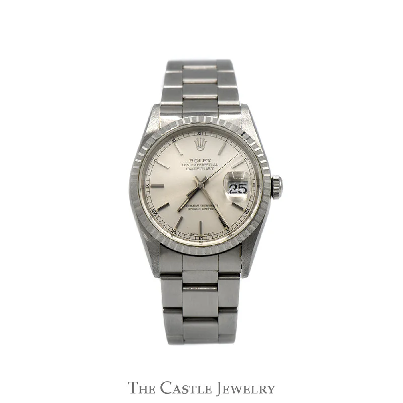 Women’s diamond-studded bracelets-Women’s diamond-studded bracelets-Rolex Datejust 16220 36mm with Silver Roman Numeral Dial & Oyster Bracelet in Stainless Steel