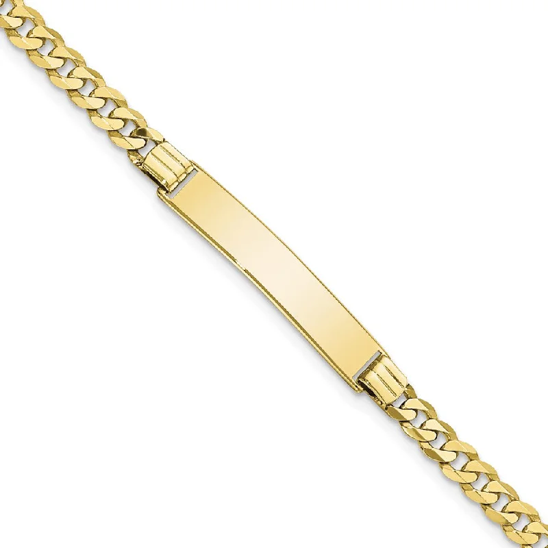 Women’s delicate bracelets-10k Flat Curb Link ID Bracelet-WBC-10LID73-7