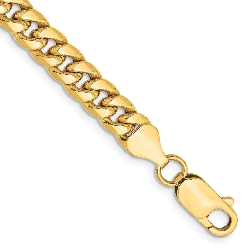 Women’s stackable cuff bracelets-14k Yellow Gold 6mm Semi-Solid Miami Cuban Chain Bracelet, 9"