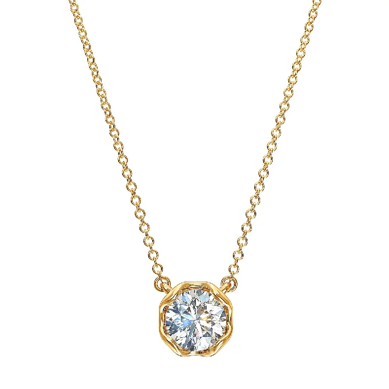 Women’s personalized pendant necklaces-J'evar Lotus Petals Solitaire Diamond Pendant Necklace