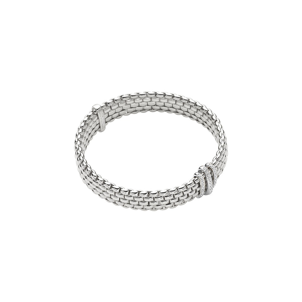 Women’s adjustable bracelets-Fope 18K White Gold Panorama Collection Flexible Diamond Bracelet, Small Size