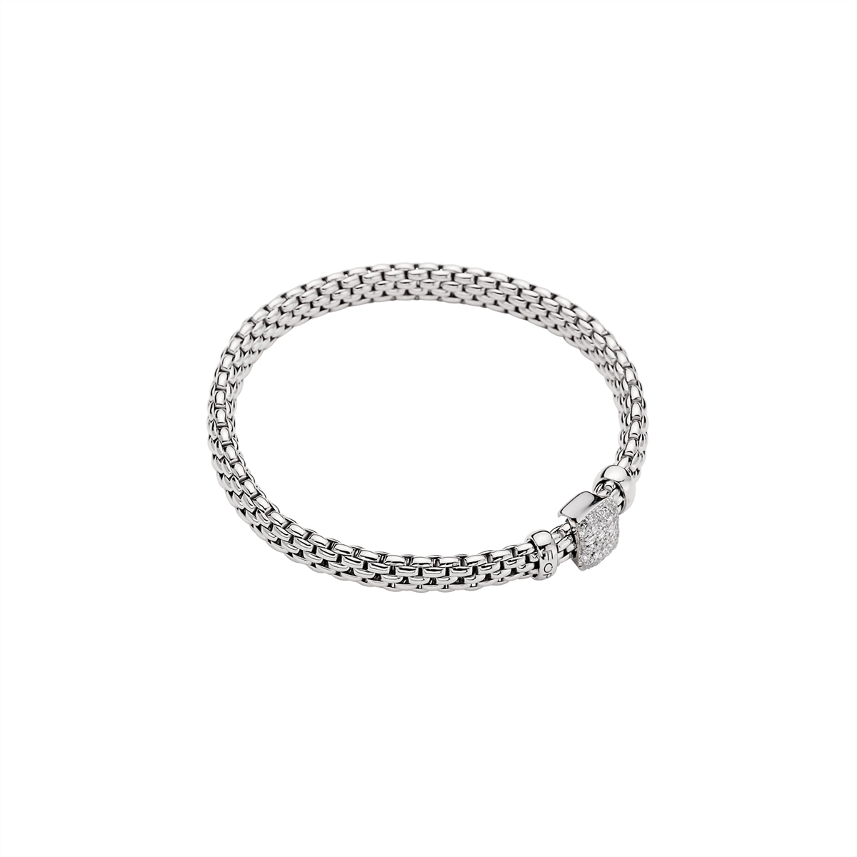 Women’s friendship bracelets-Fope 18K White Gold Vendome Collection Diamond Bracelet, Small Size