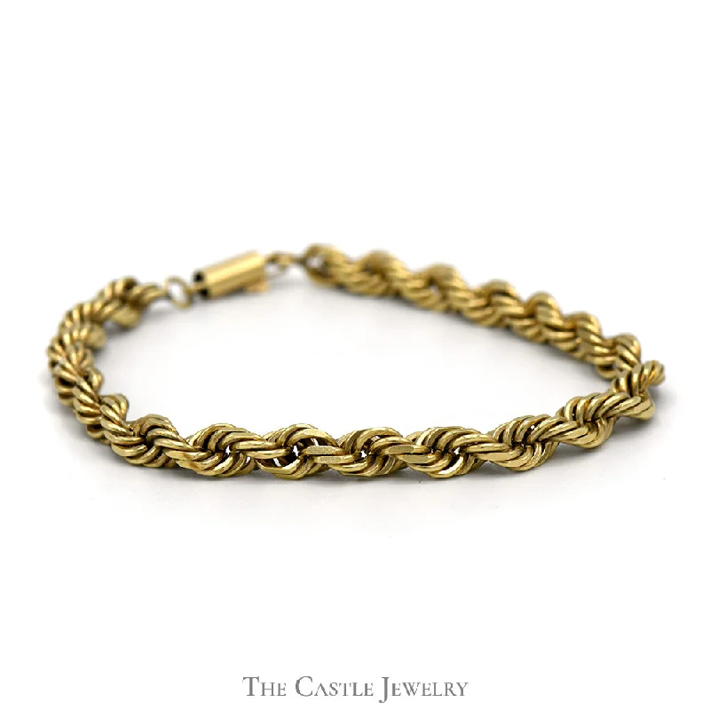 Women’s tennis bangle bracelets-Women’s tennis bangle bracelets-8 Inch 10k Yellow Gold 5.3mm Thick Rope Bracelet