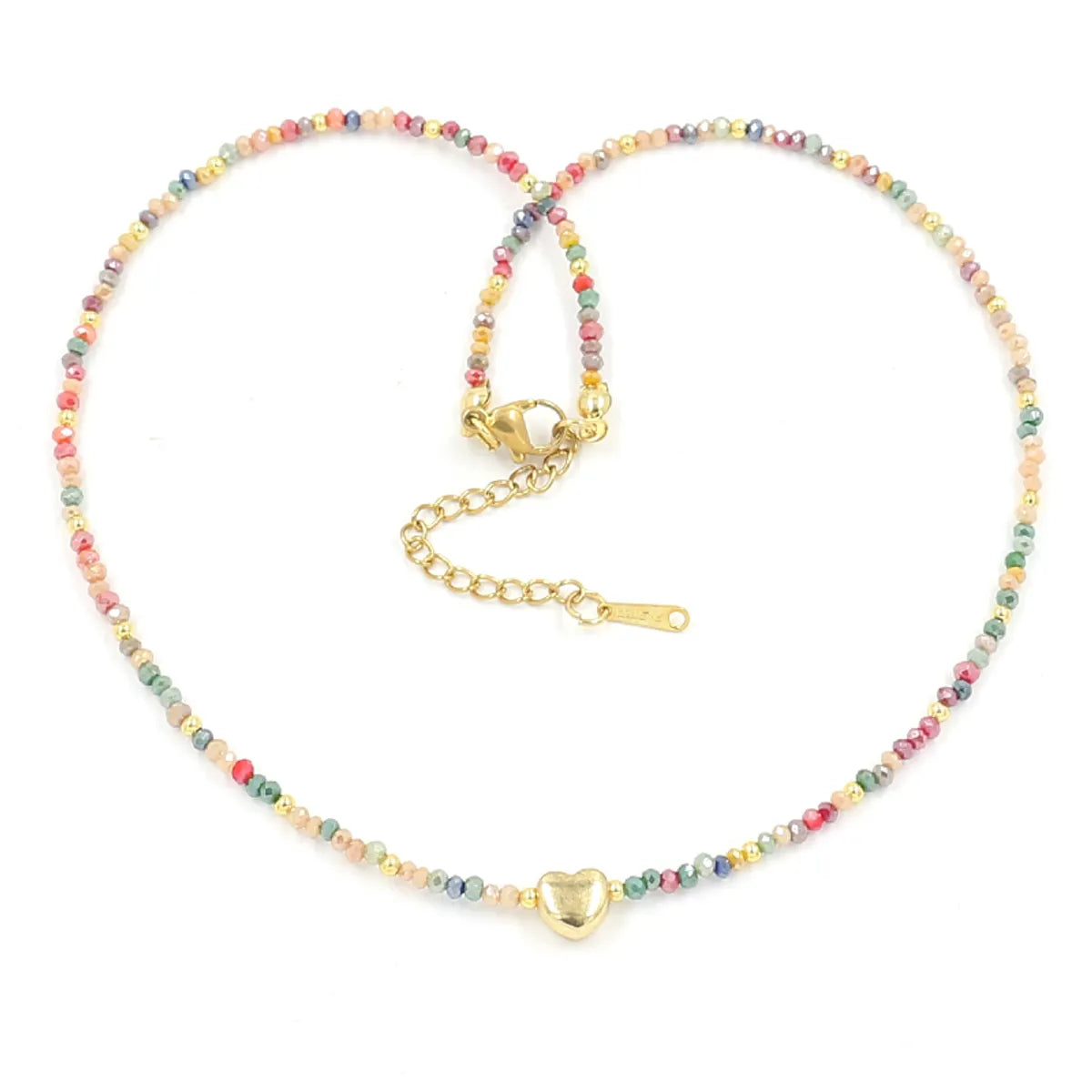 Women’s trendy gold necklaces-Bohemian Romantic Sweet Color Block Stainless Steel Necklace