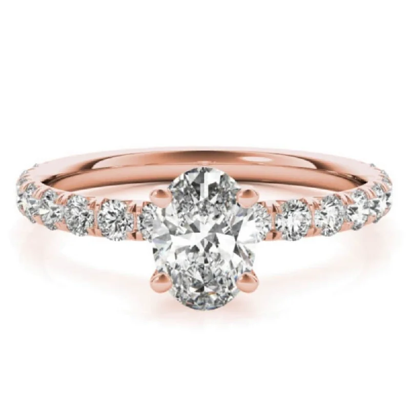 Women’s gemstone accented engagement rings-1 1/2Ct Oval Diamond Engagement Ring 14k White Yellow or Rose Gold Lab Grown