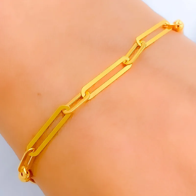 Women’s luxury bracelets-Women’s luxury bracelets-Chic 21k Gold Paper Clip Bolo Bracelet