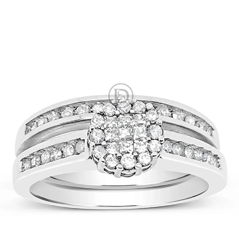 Women’s stacked engagement rings-Diamond Engagement Ring .50 CTW Princess & Round Cut 14K White Gold