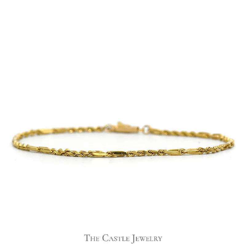 Women’s precious metal bracelets-Women’s precious metal bracelets-9 inch 14k Yellow Gold Figaro Rope Chain Bracelet with Barrel Clasp