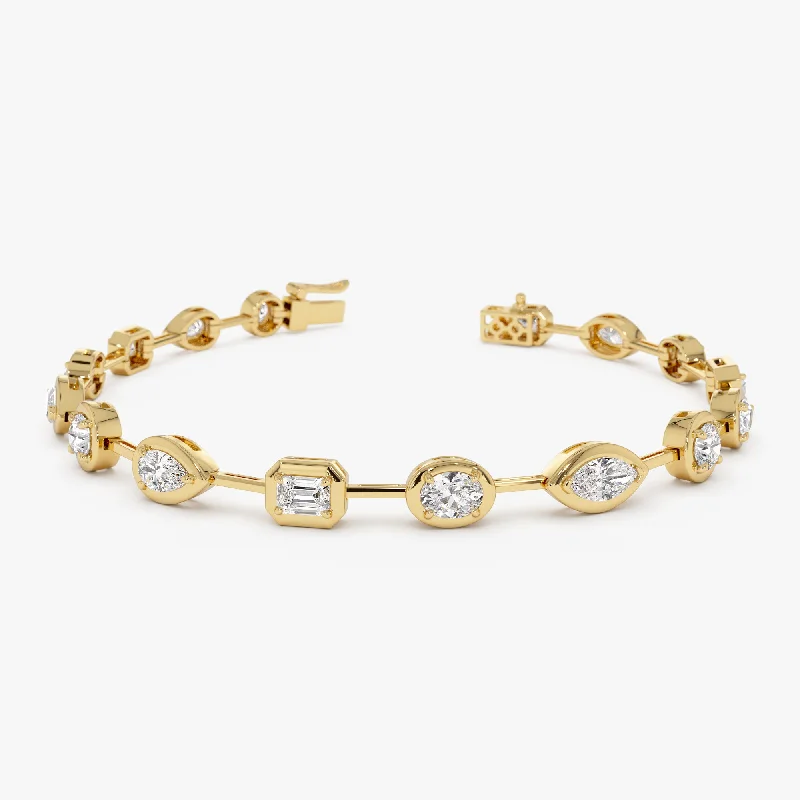 Women’s luxury gold bracelets-Women’s luxury gold bracelets-3.25 ctw 14k Mixed Cut Lab Grown Diamond Bar Bracelet - Kimberly