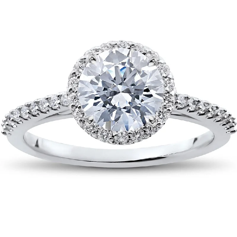 Women’s platinum diamond engagement rings-14k White Gold 1 7/8 ct TDW Halo Eco-Friendly Lab Grown Diamond Engagement Ring