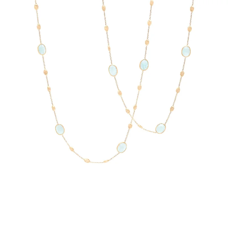 Women’s engraved pendant necklaces-Marco Bicego Siviglia Aquamarine Long Necklace