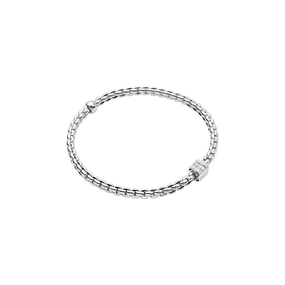 Women’s personalized bracelets-Fope 18K White Gold Eka Collection Diamond Bracelet, Small Size