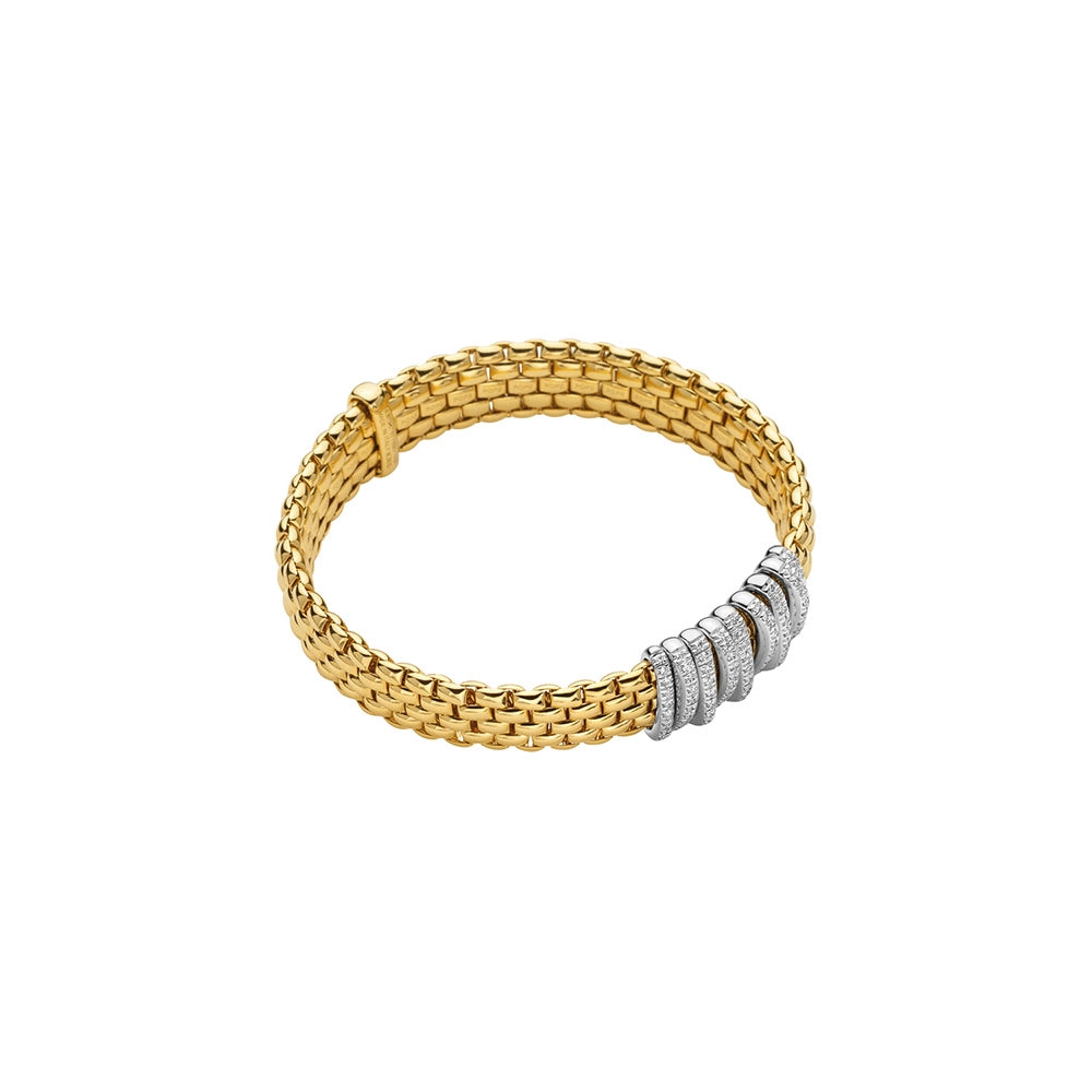 Women’s stylish bangles-FOPE 18K Yellow Gold Panorama Collection Diamond Bracelet, Medium Size