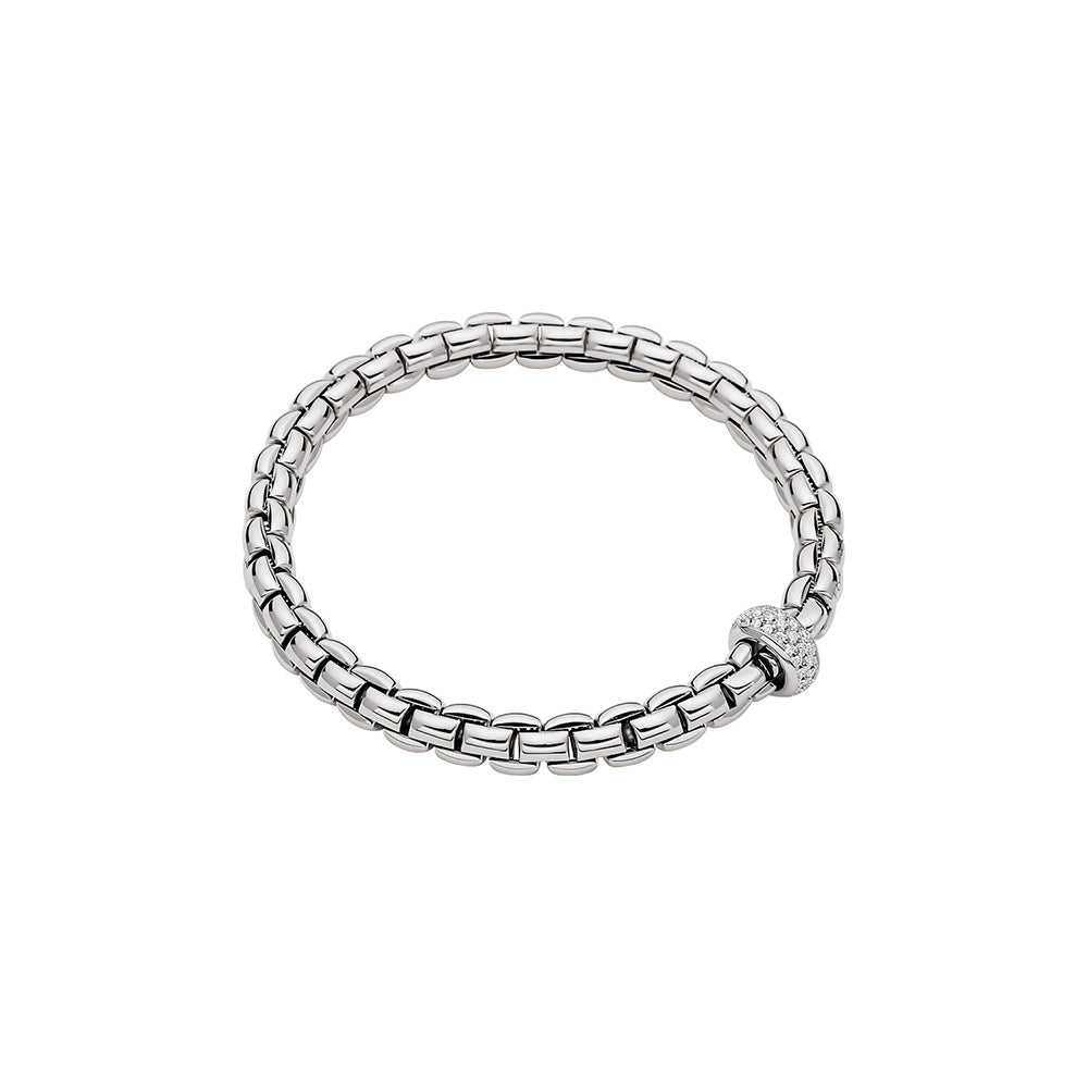 Women’s bangles-FOPE 18K White Gold Eka Collection Diamond Bracelet, Medium Size