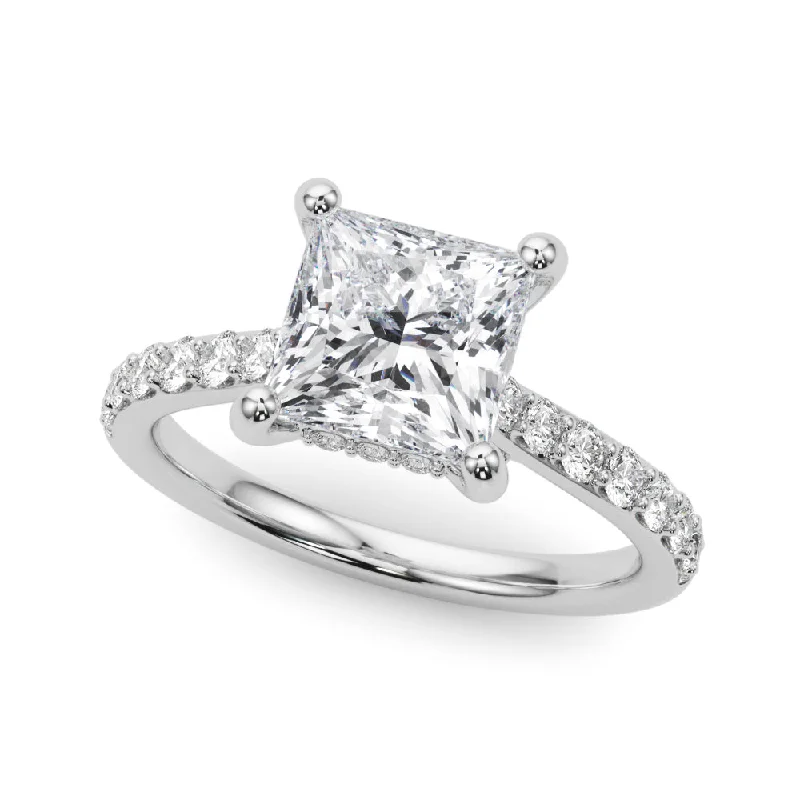 Women’s geometric engagement rings-2ct Princess Hidden Halo Lab-Grown Diamond Engagement Ring