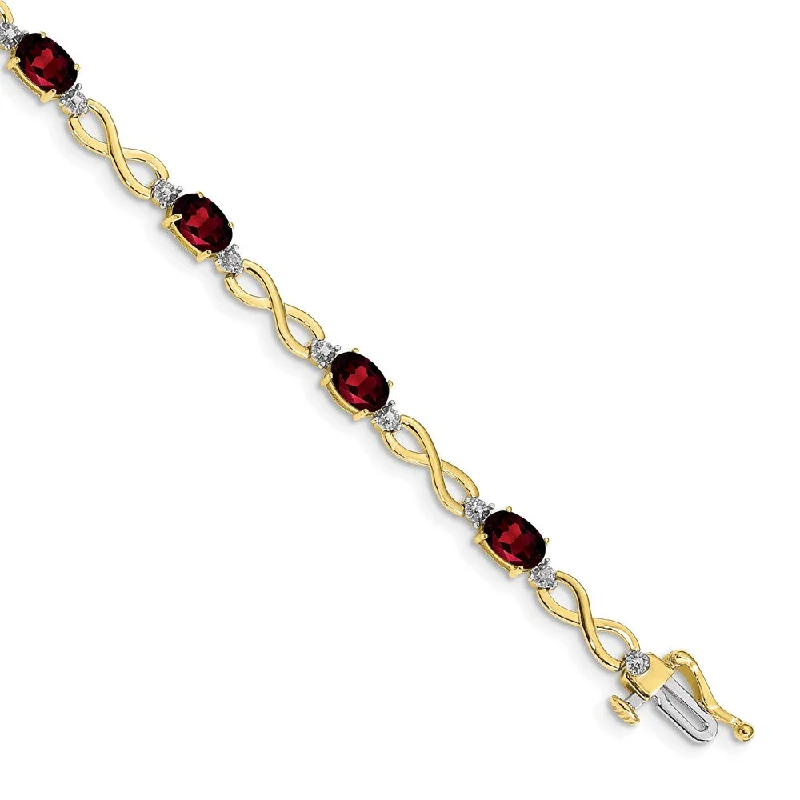 Women’s gemstone bracelets-10k Garnet and Diamond Infinity Bracelet-WBC-BM4494-GA-003-1YA