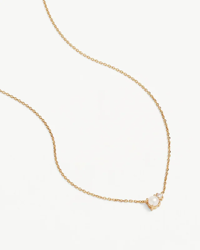 Women’s anniversary pendant necklaces-18k Gold Vermeil Serenely Yours Pearl Necklace