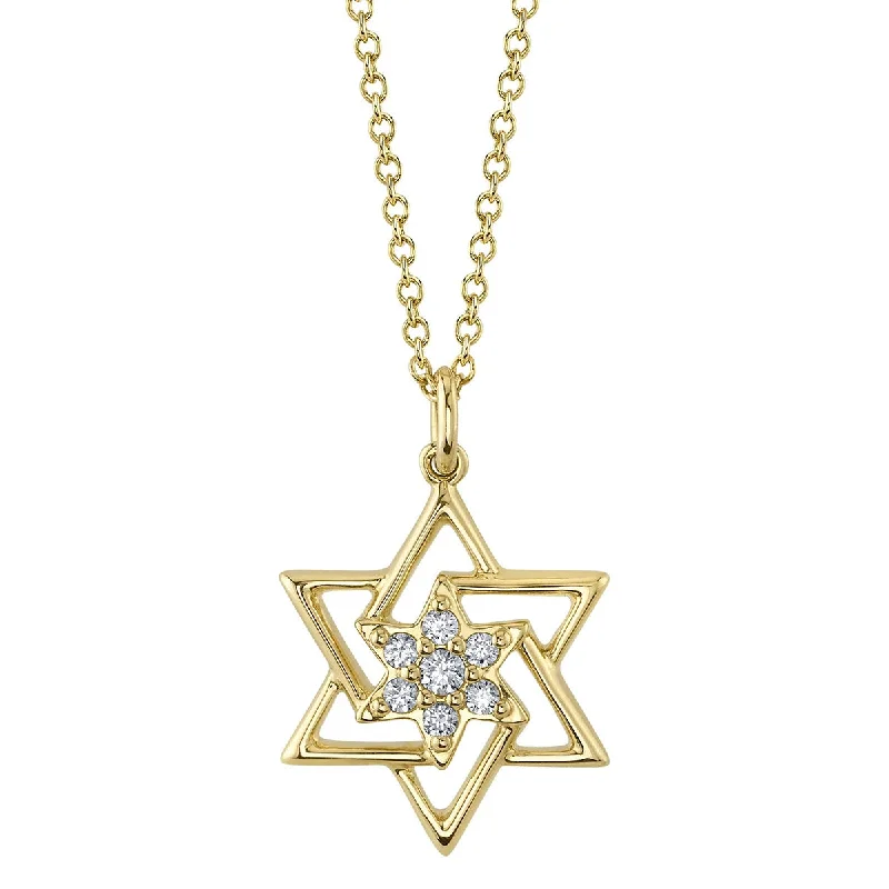 Women’s gemstone pendant necklaces-Shy Creation Diamond Star of David Necklace