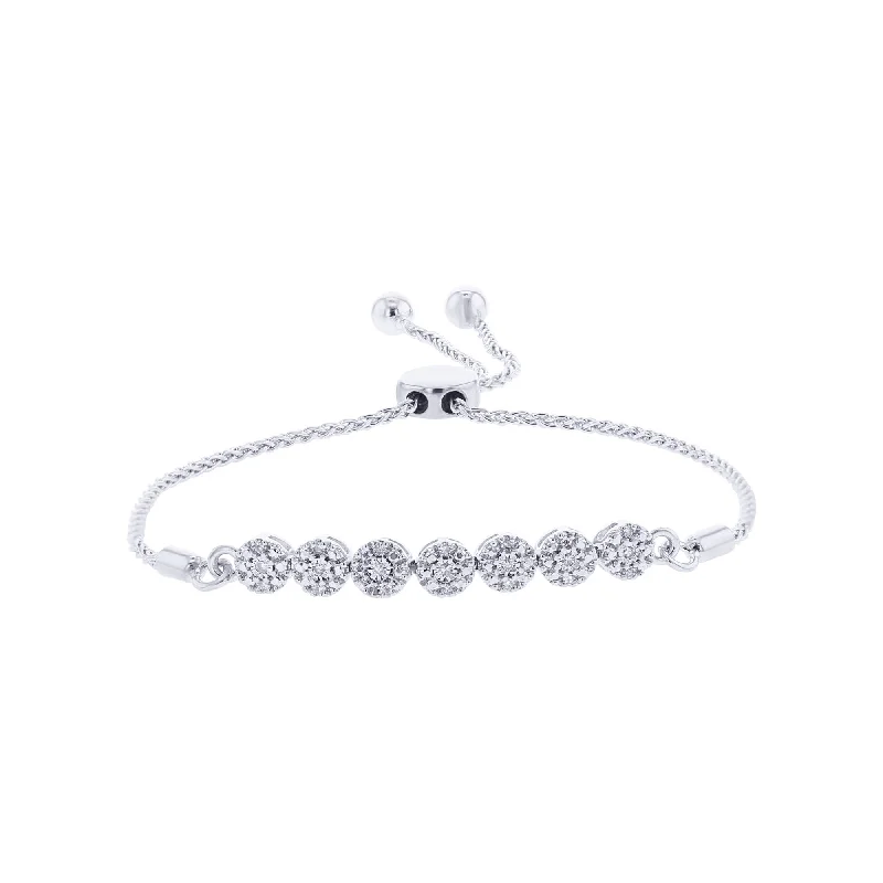 Women’s mixed metal bracelets-Women’s mixed metal bracelets-Heavenly Halo Silver Diamond Bracelet