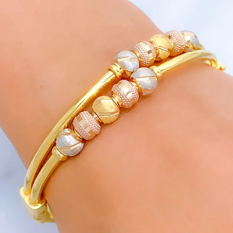 Women’s stackable bracelets-Women’s stackable bracelets-Delightful Trendy 22k Gold Orb Bangle Bracelet