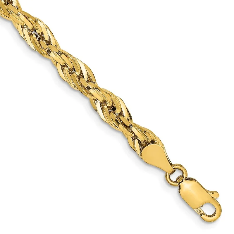 Women’s luxury bangle bracelets-14k Yellow Goldy 4.75mm Semi-Solid Rope Chain Bracelet, 8"