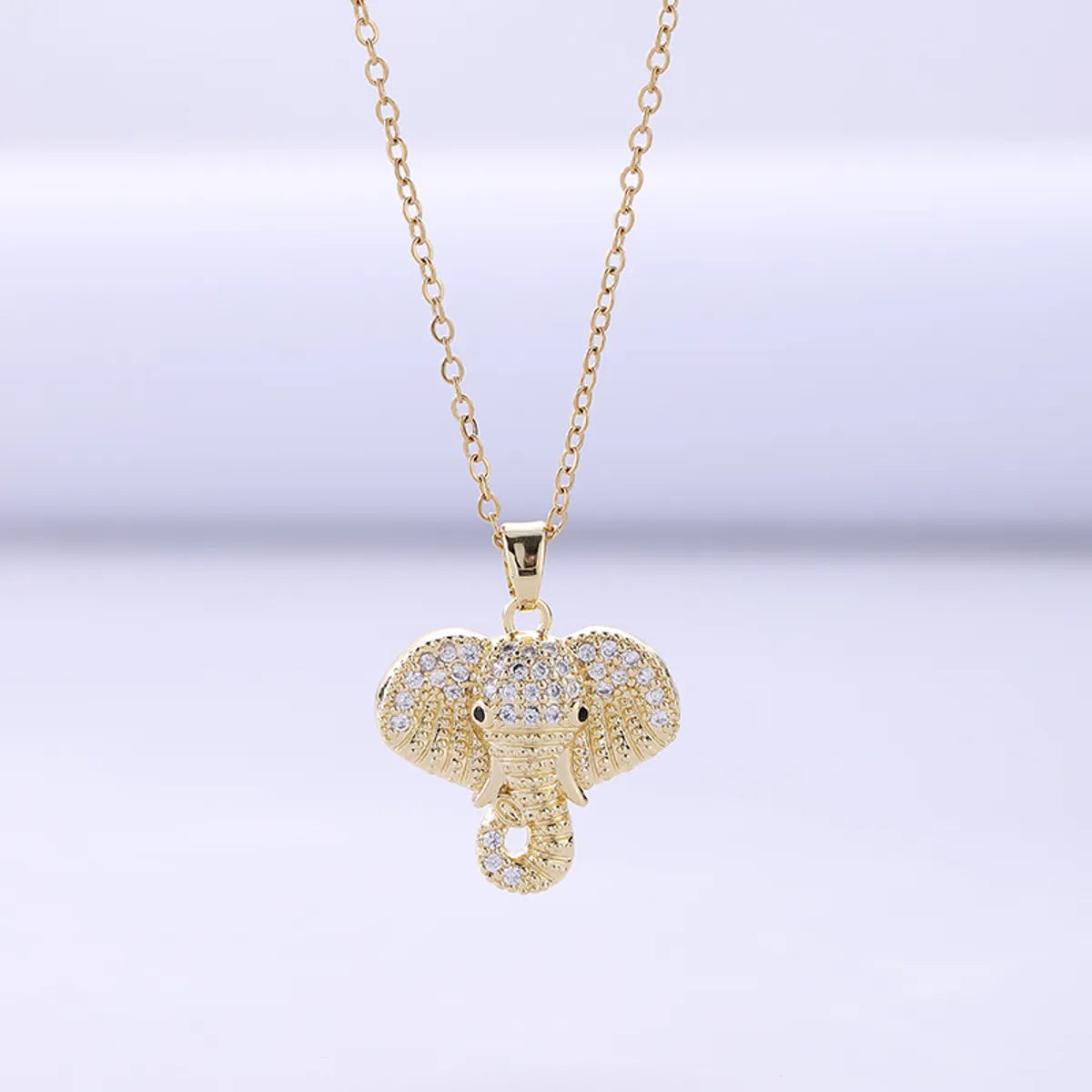 Women’s modern gold necklaces-1 Personalized Hip Hop Style Real Gold Plated Diamond Elephant Pendant Necklace Wild Animal Necklace Clavicle Chain Ladies Party Gift