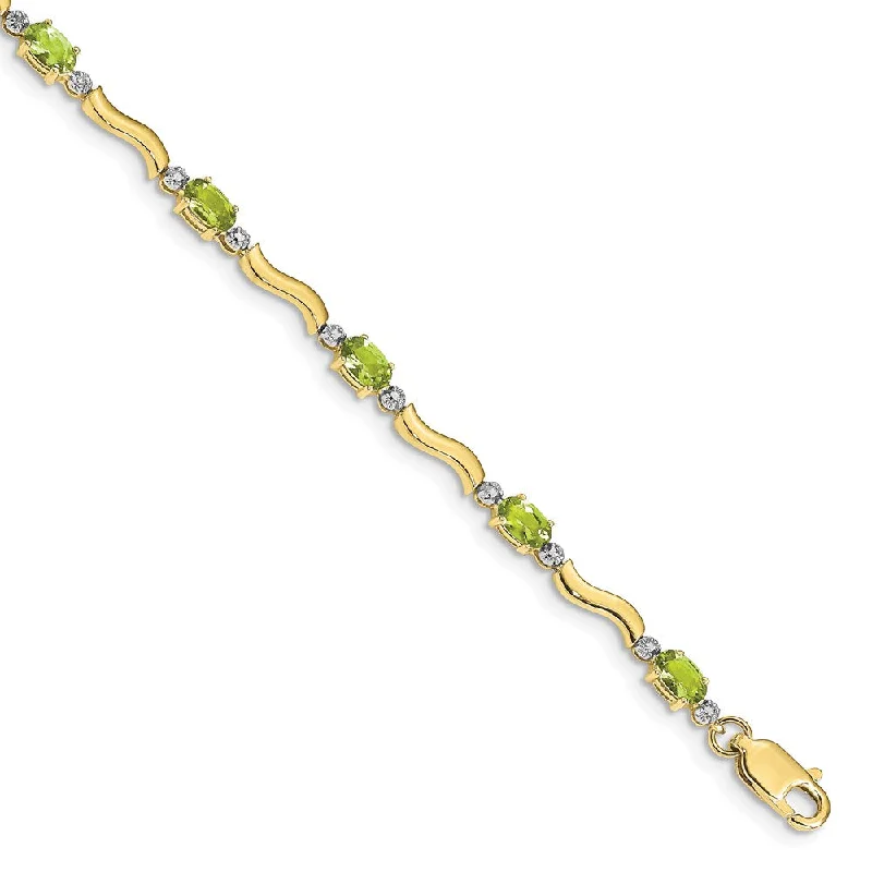 Women’s pearl bracelets-10k Fancy Diamond and Peridot Bracelet-WBC-BM4493-PE-001-1YA