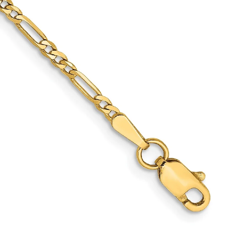 Women’s bohemian charm bracelets-14k Yellow Gold 1.8mm Flat Figaro Chain Bracelet, 7"