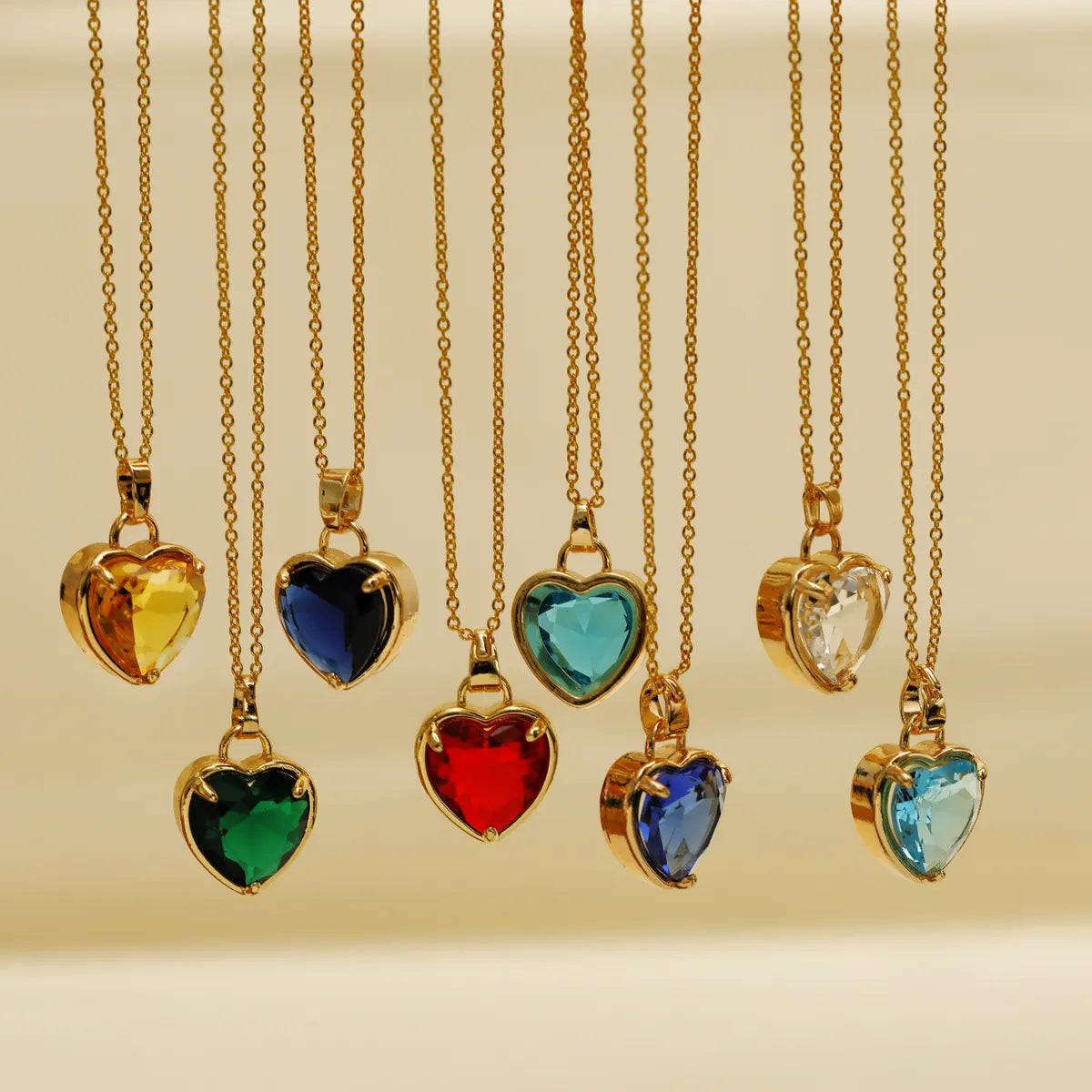 Women’s heart pendant necklaces-Copper 18K Gold Plated Y2K Chain Heart Shape Pendant Necklace